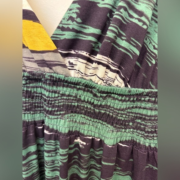 PEGGY Printed stripped Smocked waistline stretchy maxi Dress women's size Medium - Picture 3 of 7